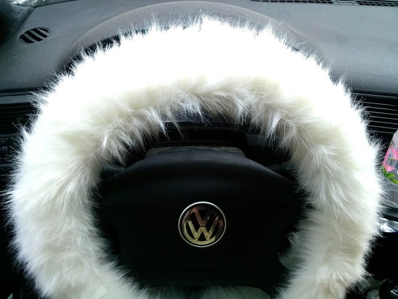 Fuzzy Car Accessories, Steering Wheel Cover, Gear Shift Knob Cover, Handbrake Cover, Rear View Mirror Cover, Belt Cover. Accessories Set. image 3