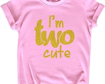 2nd Birthday i am two cute Outfits for Toddler Girls Shirt 2 Year Old Girl Second Birthday Two ,3t