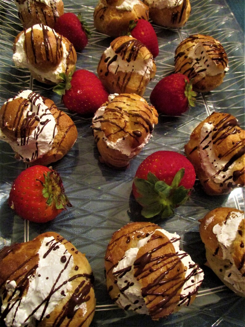 Mini Cream Puffs filled with Vanilla Buttercream and drizzled Etsy