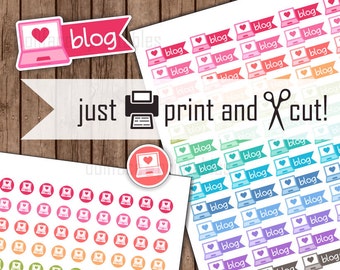 Blog Planner Stickers, Printable Laptop Planner Stickers, Computer Icon / Reminder Stickers