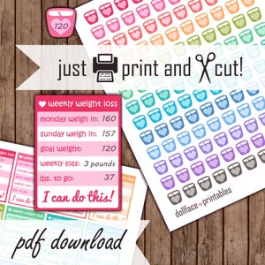 Weight Loss Planner Stickers Printable Diet / Scale Planner - Etsy