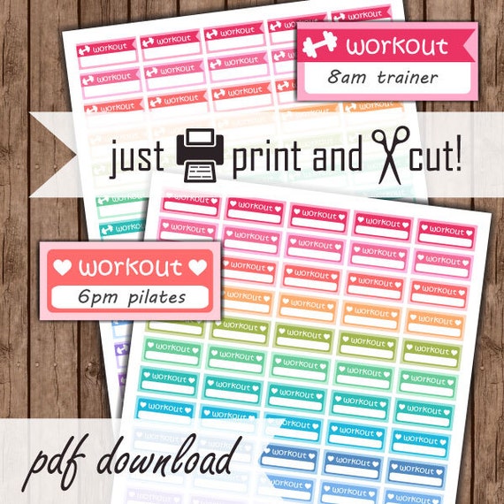 Printable Workout Stickers Planner Printable Workout Planner Etsy