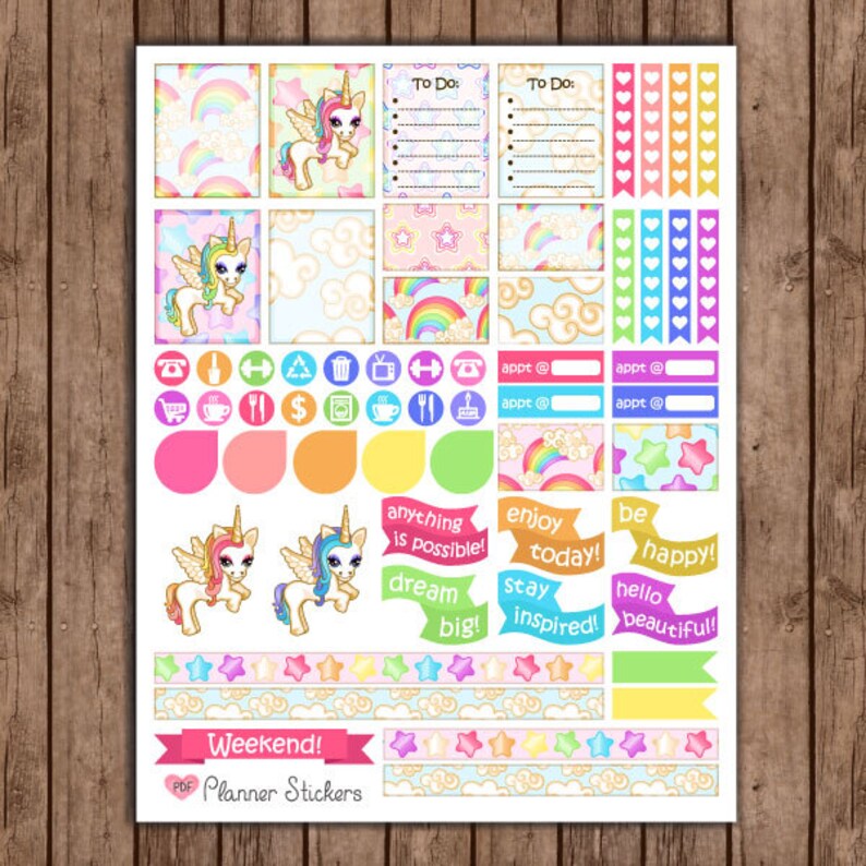 unicorn planner stickers printable weekly planner sticker etsy