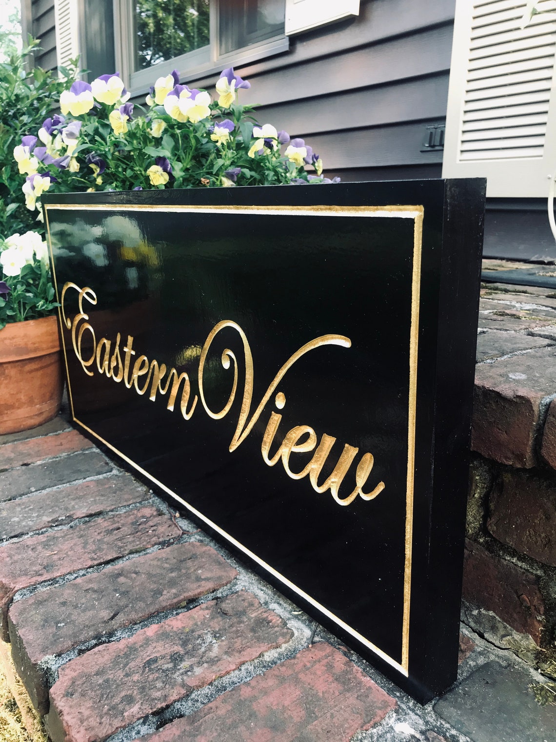 Custom Carved Sign 23k Gold Leaf Carved Letters Outdoor Etsy