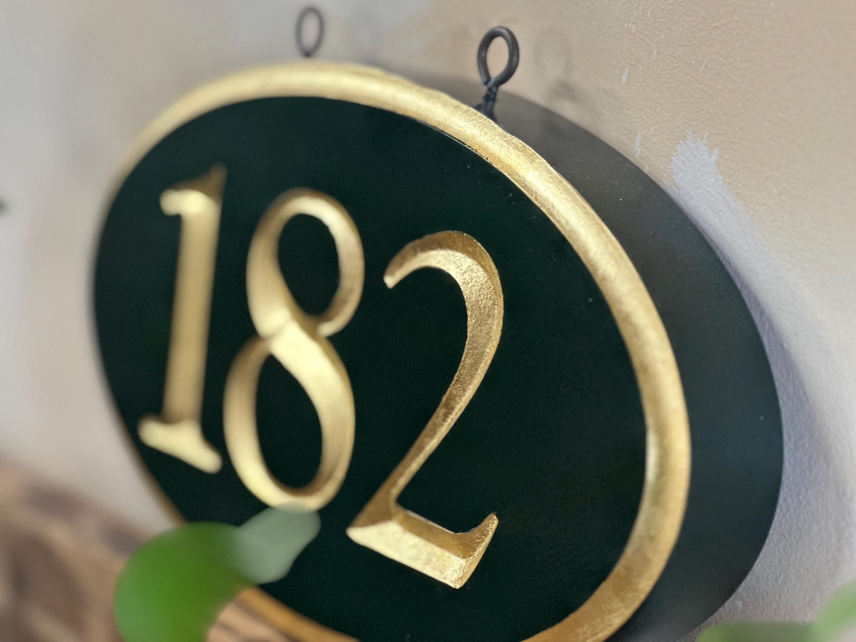 Address Sign, Carved Letters, 23k Gold Leaf Numbers, Hanging Outdoor ...
