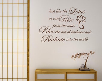 Just like the Lotus Ispirational Wall Quote, Wall Decal, Vinyl Letters, Multiple Colors
