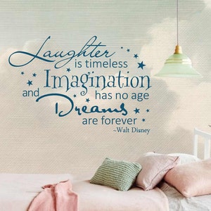 Laughter is Timeless Wall Decal, Walt Disney Inspirational Quote, Vinyl Letters, Multiple Colors, Wall Decor