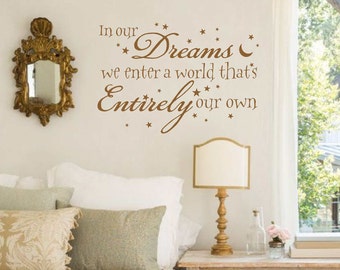 In our Dreams Wizard Wall Decal, Childs Bedroom Wall Decor, Vinyl Letters, Multiple Colors