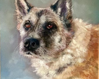 Retrato personalizado de mascota, retrato a lápiz pastel, arte para colgar