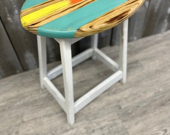 18 Inch tall,24 inch tall, Surfboard Table, End table, Surfboard End Table, Made in North Carolina, Carolina Beach