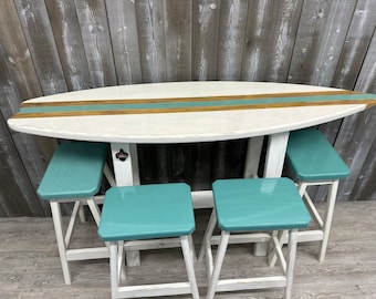 6 Foot Surfboard Table ONLY, Bar Height table, Made in North Carolina, 42" Tall, Pub Table * (you can CUSTOM COLOR # in the note)