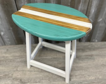 18 Inch  tall, 24 inch tall, Surfboard Table, End table, Surfboard End Table, Made in North Carolina, Carolina Beach