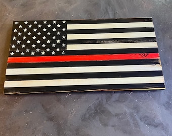 Red lives matter, Red line, American Flag, Rustic Flag, American Flag, Wood American Flag, Wooden American Flag, Wood Flag
