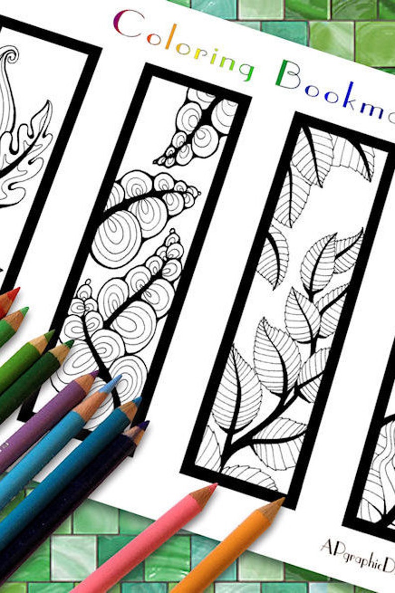 printable coloring bookmarks with leaves or adults