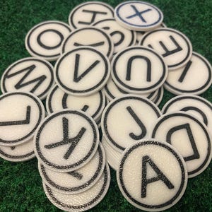 Alphabet Gaming Tokens, Coins, Chips, Discs, For Games, Drawings and Education. (26) Letters In A Variety Of Color Options