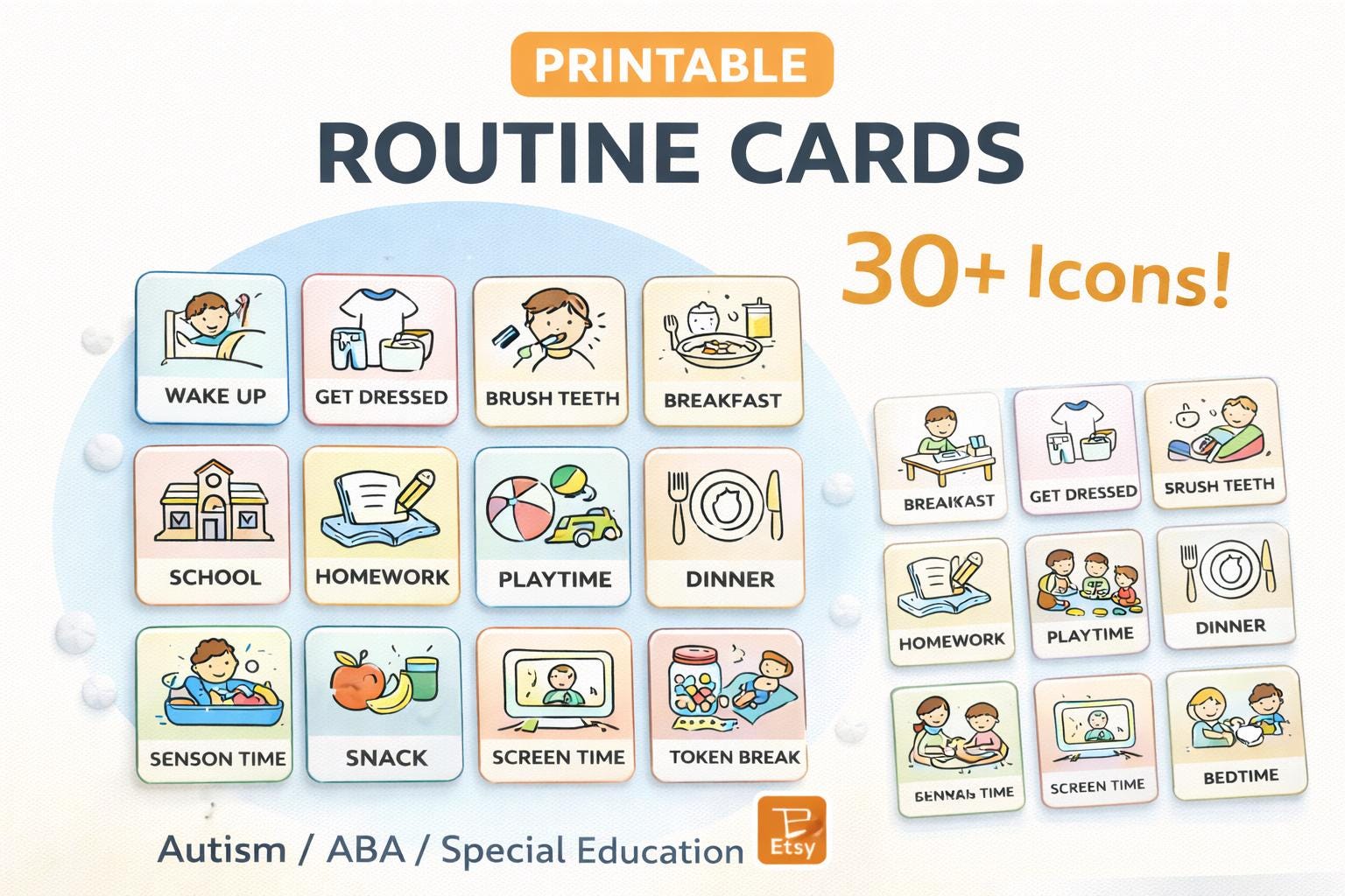 ABA Schedule Cards Printable | Autism Visual Icons | Routine Picture ...