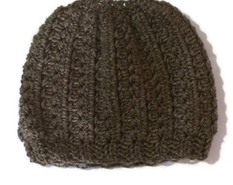 Crochet Hat Pattern, and Messy Bun Hat Pattern - CROCHET - Alden Cap Beanie and Bun Hat