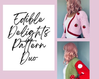 Crochet Cardigan Pattern, Size Inclusive, Picnic Cardigan, Crochet Sweater Pattern, Cottagecore Fashion, Pattern Bundle, Crochet Mushroom