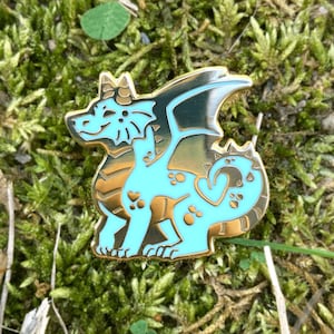 Green Dragon Enamel Pin 1&quot; | Hard Enamel Gold Dragon Pin Badge