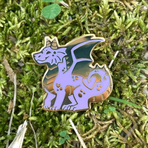 Purple Dragon Enamel Pin 1&quot; | Hard Enamel Gold Dragon Pin Badge