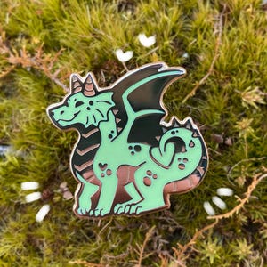 Green Dragon Enamel Pin 1" | Hard Enamel Gold Plated Pin Badge