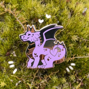 Purple Dragon Enamel Pin 1" | Hard Enamel Gold Dragon Pin Badge