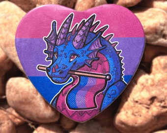 Bi Pride Heart Button 2.25" | Dragon Button Pin Badge