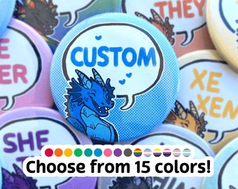 Custom Pronoun Buttons 2.25" | Dragon Pronoun Pin Badge Button