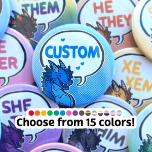Custom Pronoun Buttons 2.25" | Dragon Pronoun Pin Badge Button