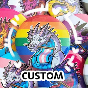 Custom Pride Flag Circle Button 2.25" | Dragon Button Pin Badge