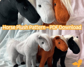 Horse Plush Sewing Pattern - Digital PDF Download, instant download, stuffed animal, pony plushie