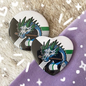 Demiromantic Pride Dragon Button 2.25&quot; | Dragon Button Pin Badge