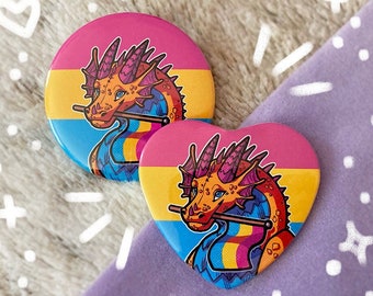 Pan Pride Dragon Button 2.25" | Dragon Button Pin Badge