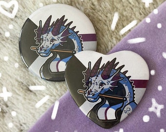Demi Pride Dragon Button 2.25" | Dragon Button Pin Badge