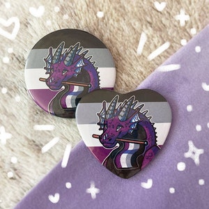 Ace Pride Dragon Button 2.25&quot; | Dragon Button Pin Badge