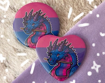 Bi Pride Dragon Button 2.25" | Dragon Button Pin Badge
