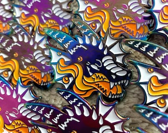 Misprint Rainbow Dragon Enamel Pins | Anodized Metal Soft Enamel Pin