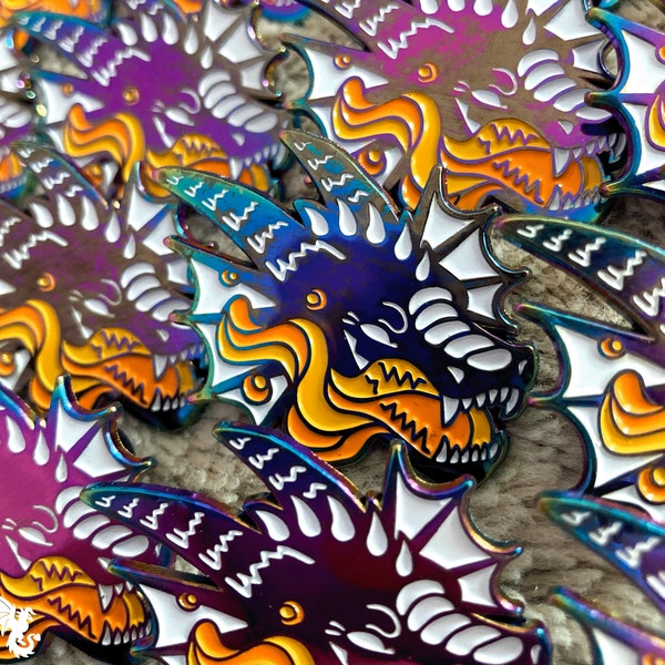 Misprint Rainbow Dragon Enamel Pins | Anodized Metal Soft Enamel Pin