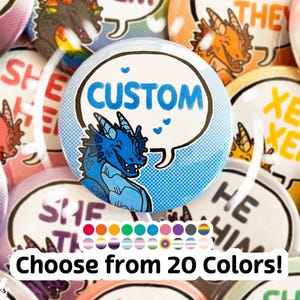 Custom Pronoun Buttons 2.25&quot; | Dragon Pronoun Pin Badge Button