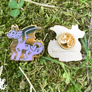 Purple Dragon Enamel Pin 1 Hard Enamel Gold Dragon Pin Badge image 2