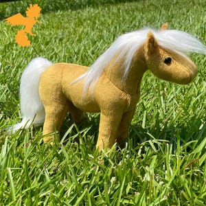 Mini Palomino Horse Plush 7” | Handmade Miniature Standing Horse Plushie