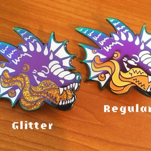 Rainbow Dragon Enamel Pin 1.5 Anodized Metal Glitter Pin Badge image 2