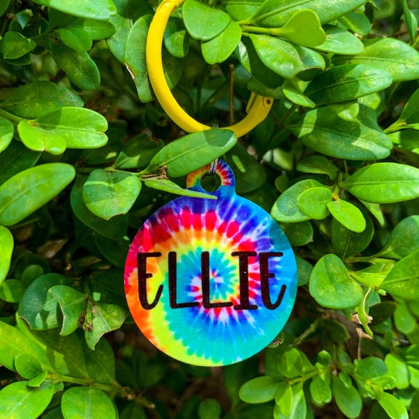 Tie Dye metal ID tag, Pet ID Tag, Lost Dog Tag, Dog ID Tag, Lost dog tag, Custom tie dye, Rainbow, Rainbow Dog Tag, Dog accessories