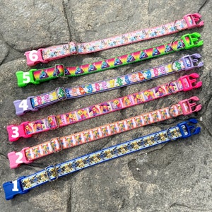 Cartoon Dog Collars, Dog collar, Ribbon Dog Collar, Summer Dog Collar, Novelty Dog Collar, Rainbow Bear, Poop Emoji, Cartoon Yellow Bird