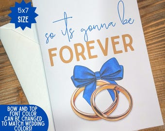 Wedding Greeting Card, Forever Rings Bow Design, 5x7 Taylor Inspired