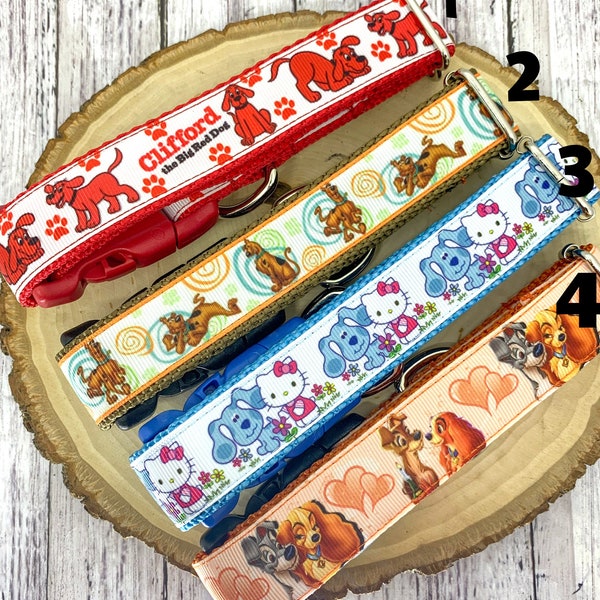 Cartoon Dog Collars, Dog collar, Ribbon Dog Collar, Summer Dog Collar, Novelty Dog Collar, Scooby Doo, Scooby Dog, Handmade Collar, Clifford