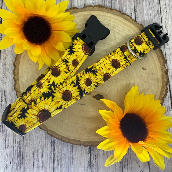 Sunflower, Puppy Collar, Fabric Dog Collar, Dog Accessories, Cute Dog Collar, Small Dog Collar, Sunflower Print, Sunflower Dog Collar, Fall