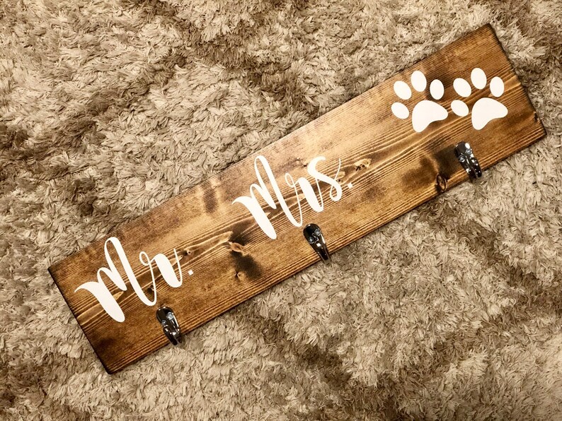 His Hers & Dog / Entryway Key Hooks / Leash and Collar Holder Etsy