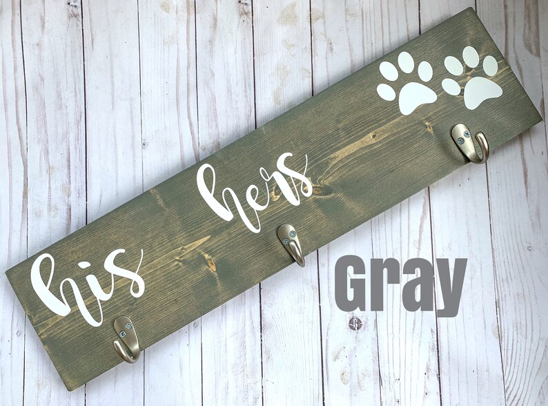 His Hers & Dog / Entryway Key Hooks / Leash and Collar Holder Etsy
