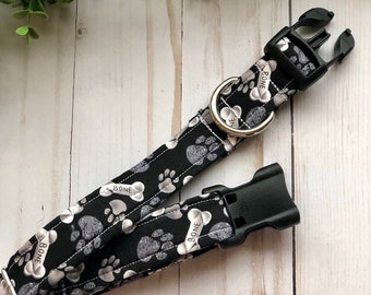 Bone dog collar, Dog collar, Summer dog collar, Spring dog collar, Cute dog collar, Fabric dog collar, Boy dog collar